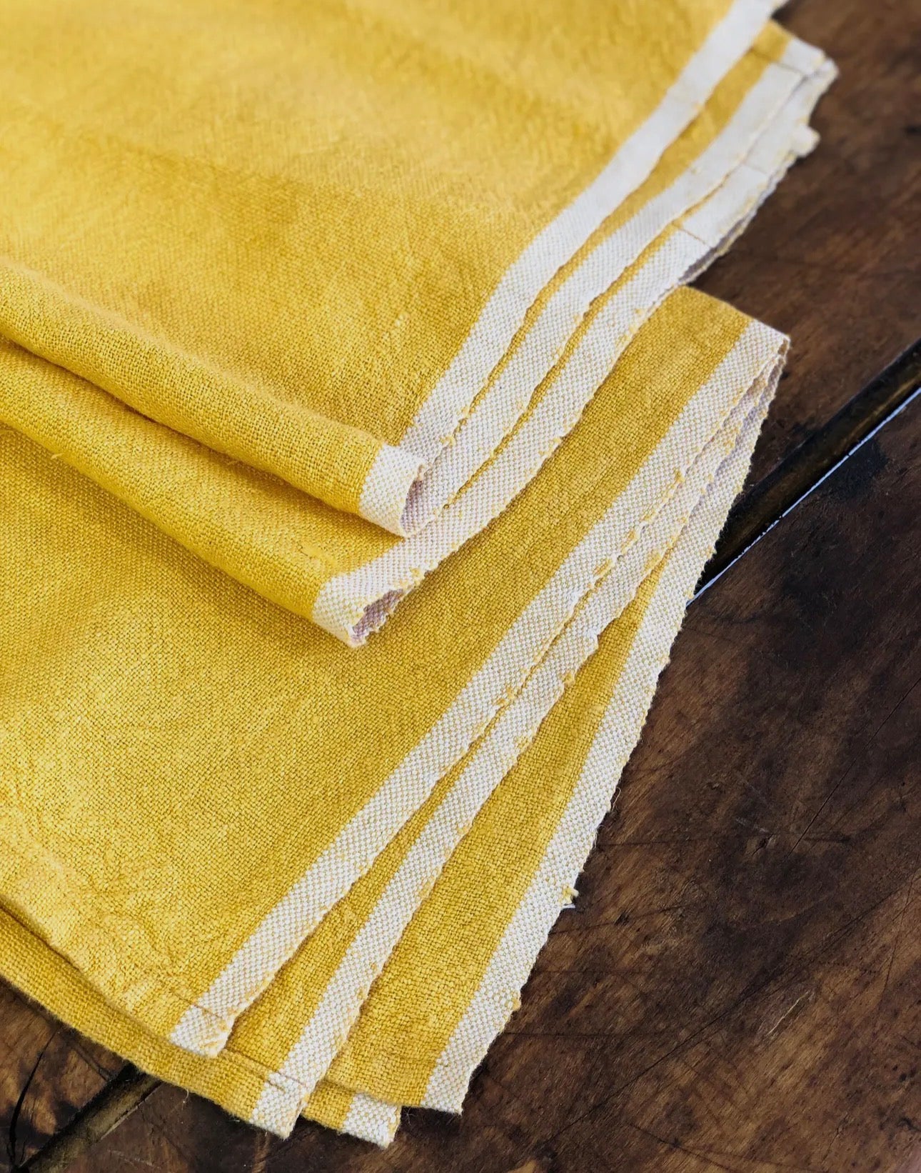 Yellow Chunky Linen Kitchen Towel