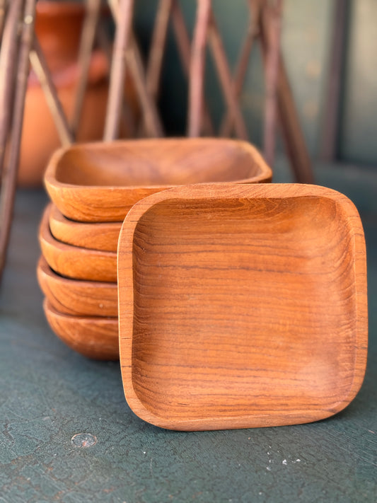 Mini Teak square bowl set of 6