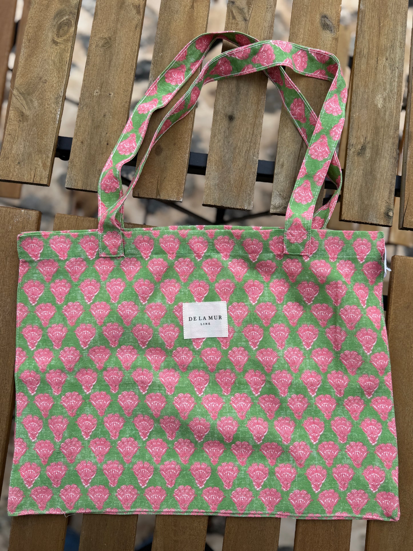 Pink and Green Cotton Tote, Petite