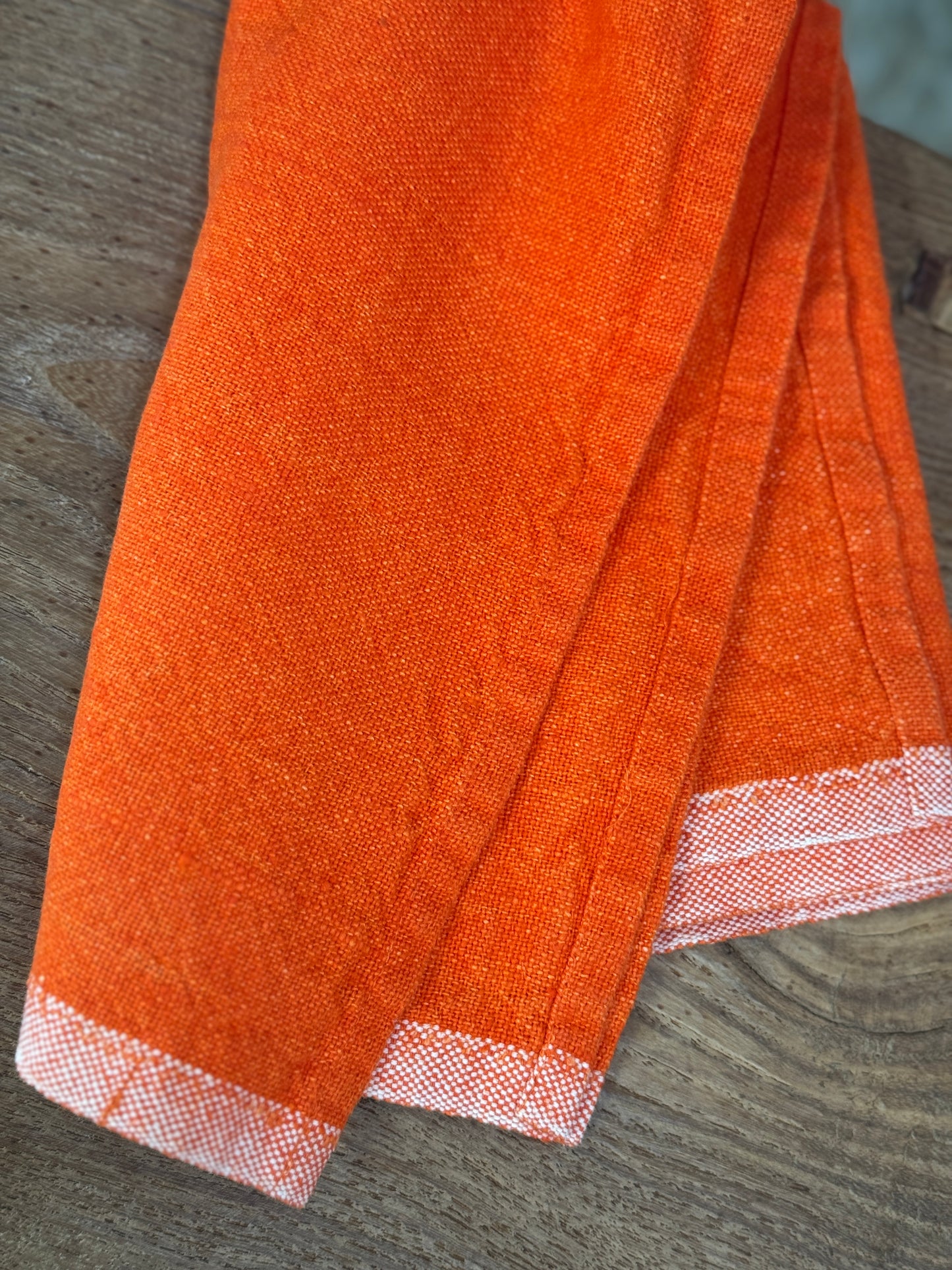 Orange Chunky Linen Kitchen Towel