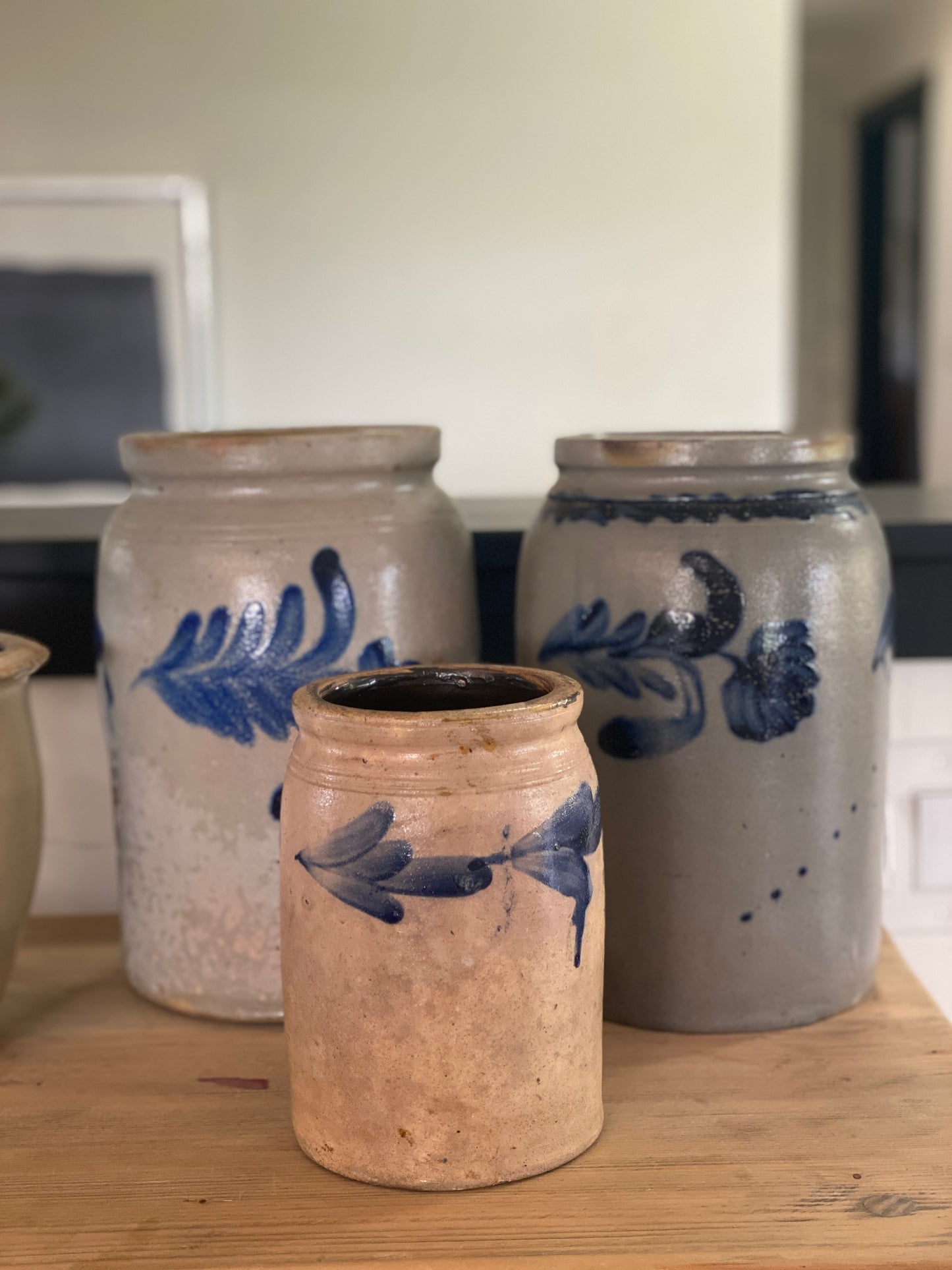 Remmey Blue and Cream Crock, c. 1860’s