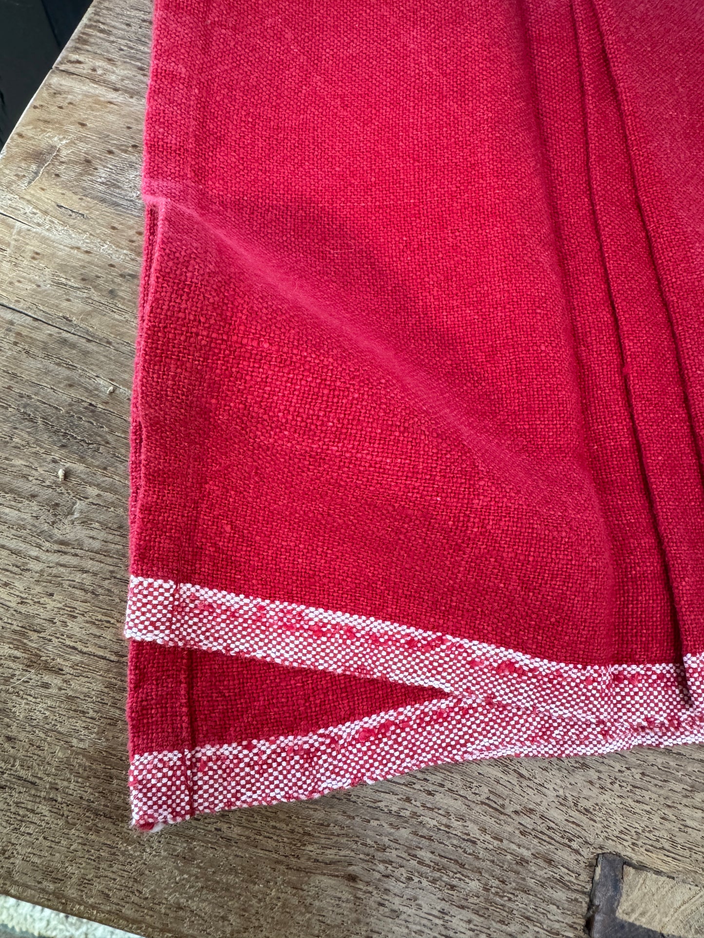 Red Chunky Linen Kitchen Towel