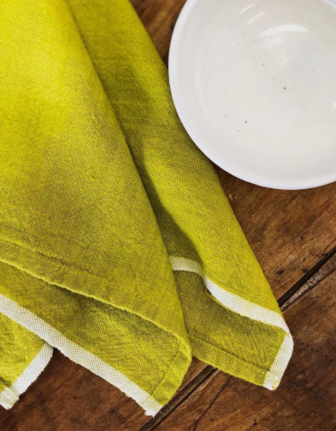 Green Chunky Linen Kitchen Towel