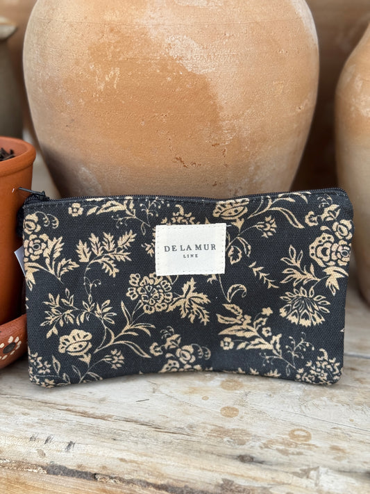 Black Floral Small Pouchette Toiletry Bag