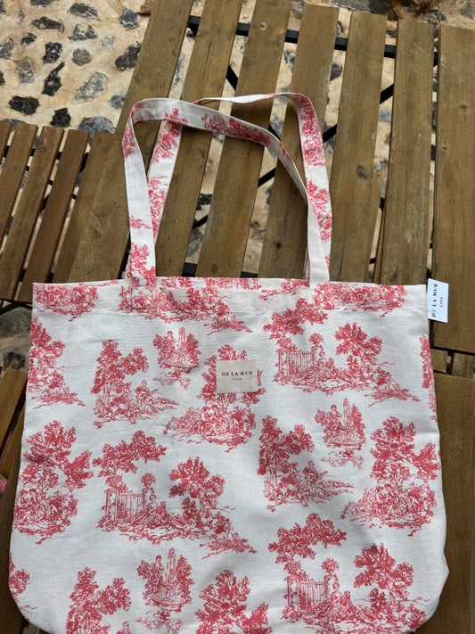 Rose Toile Cotton Tote, Grande