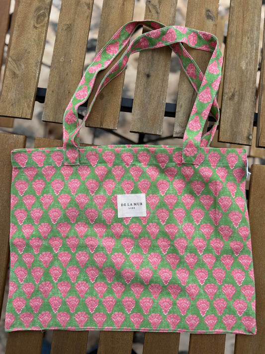 Pink and Green Cotton Tote, Petite