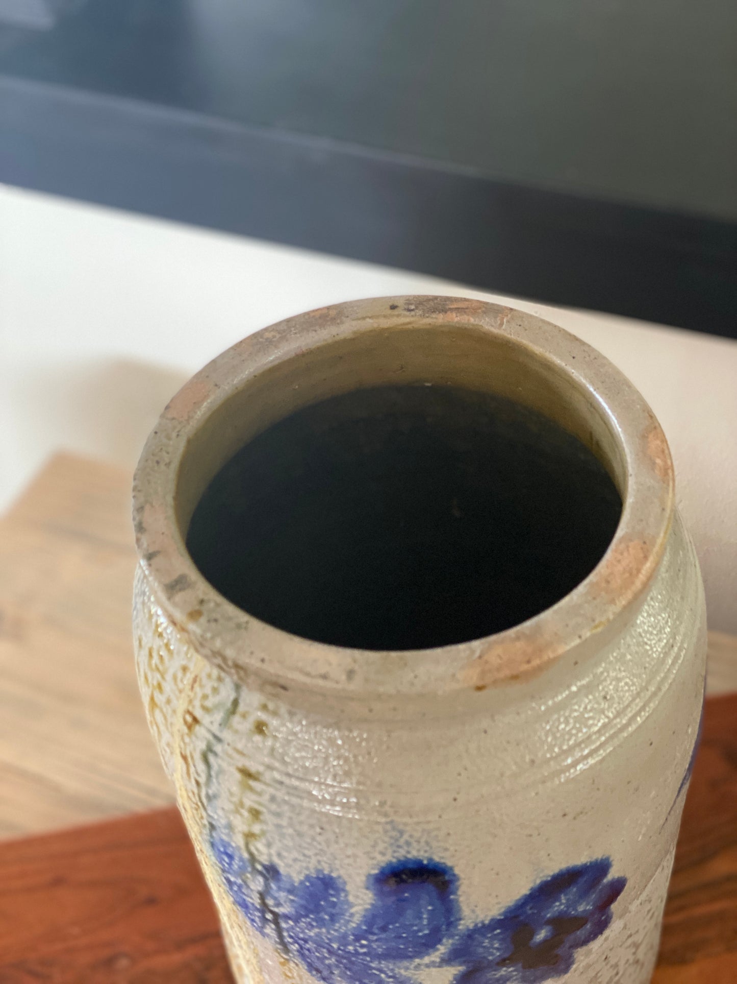Remmey Blue and Cream Crock, c. 1860’s