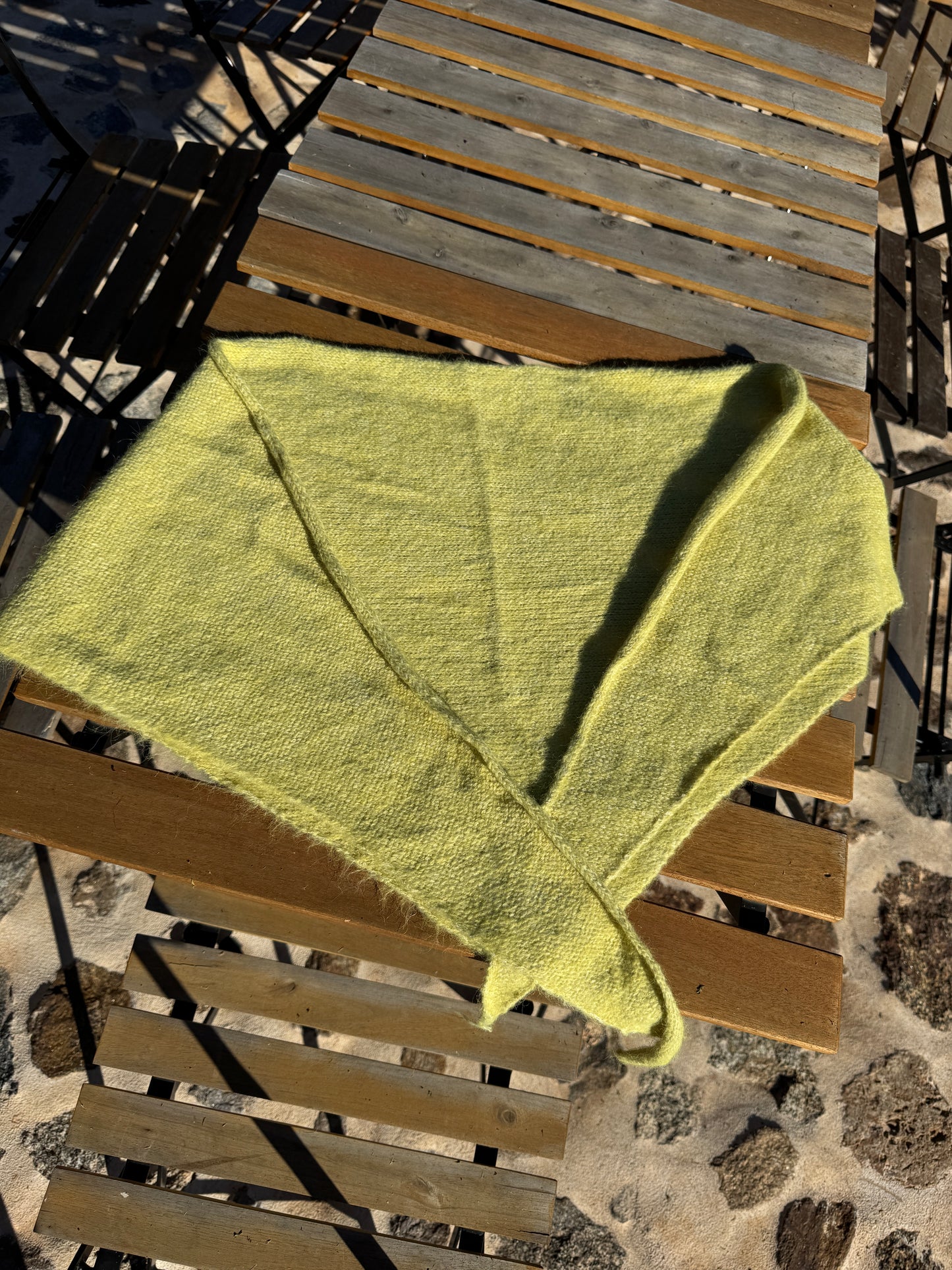 Knit Kerchief Scarf, Chartreuse