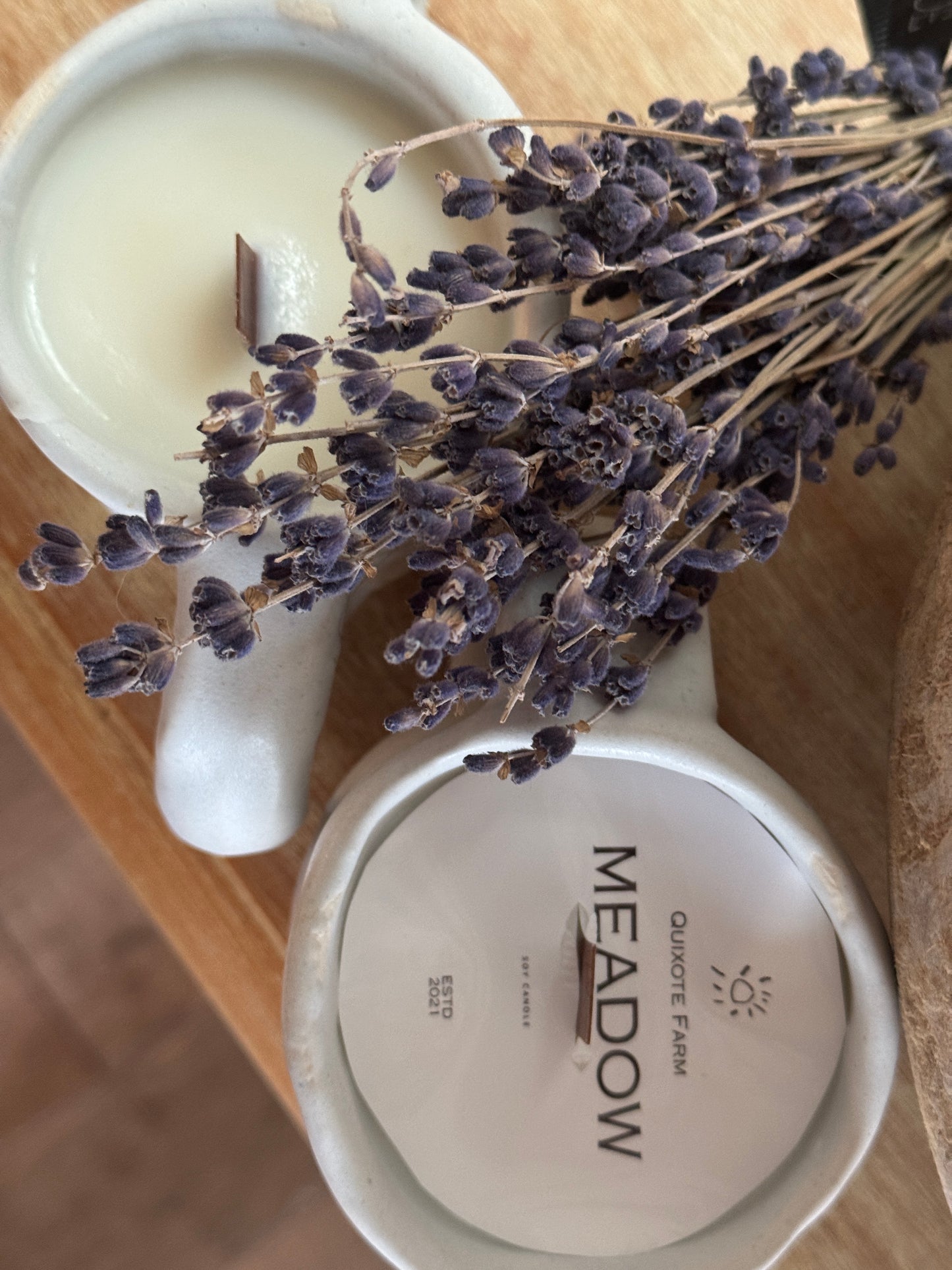 Meadow Soy candle in handmade ceramic vessel
