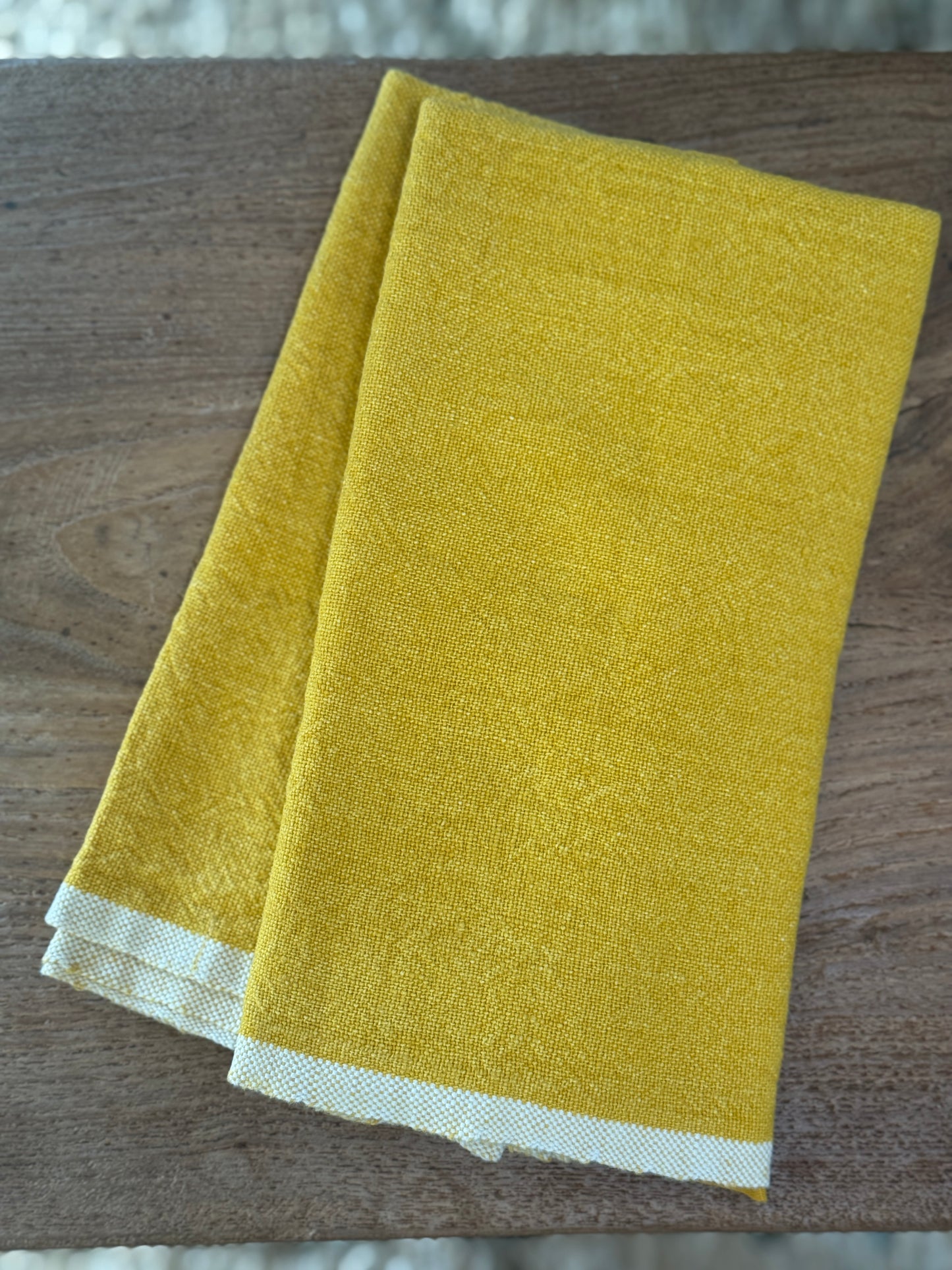 Yellow Chunky Linen Kitchen Towel