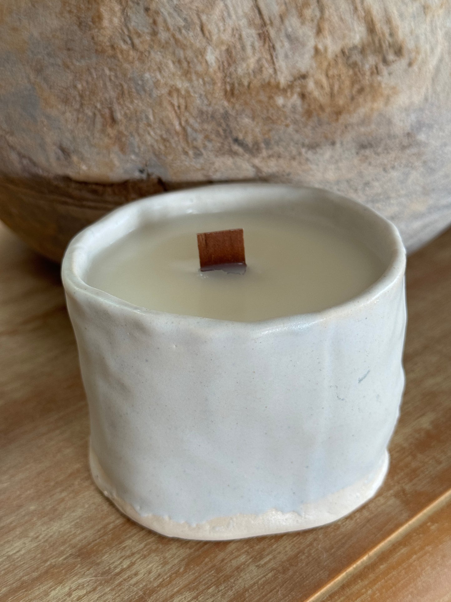 Noelle Soy Candle in handmade ceramic vessel ￼