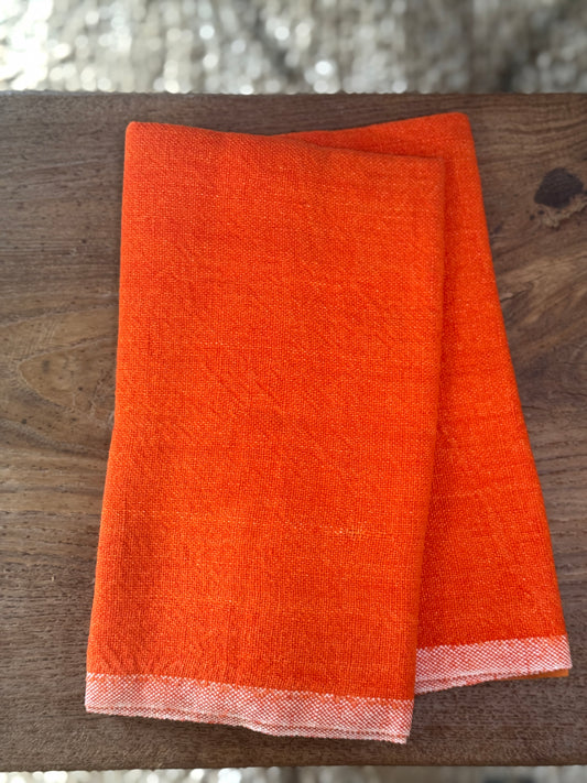 Orange Chunky Linen Kitchen Towel