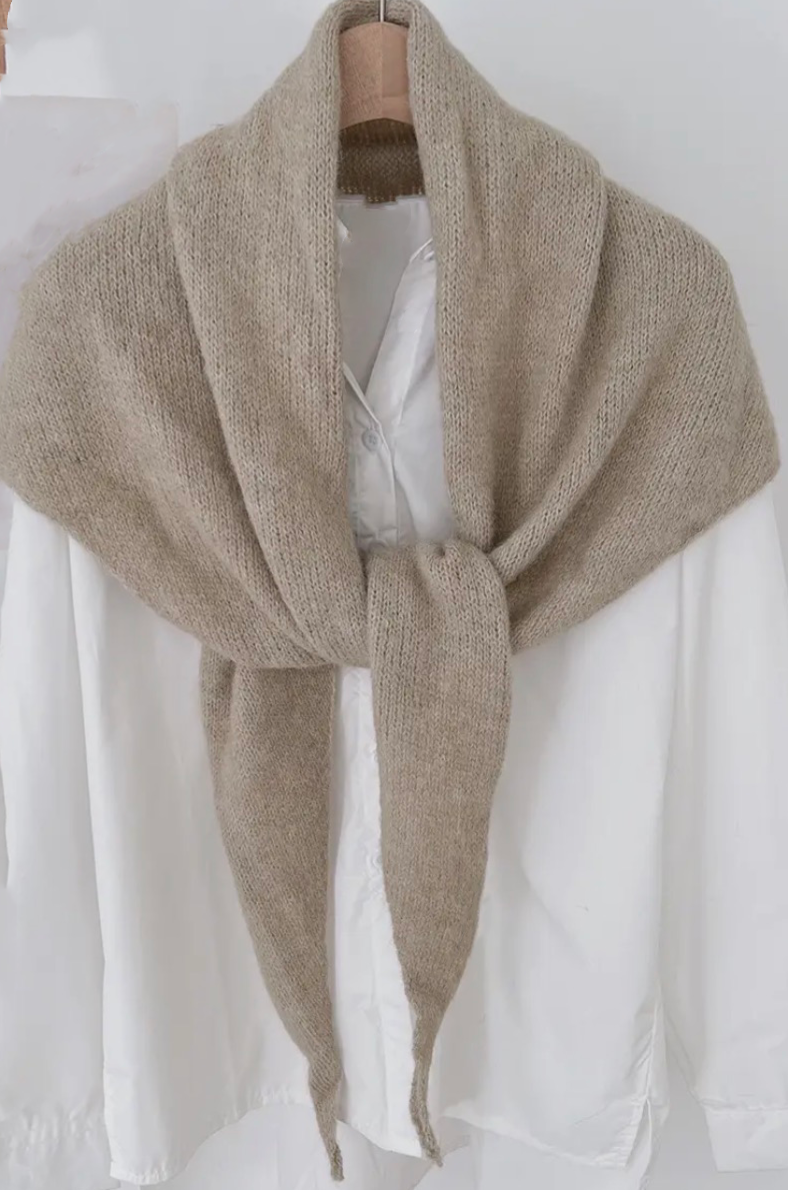 Knit Kerchief Scarf, Sand
