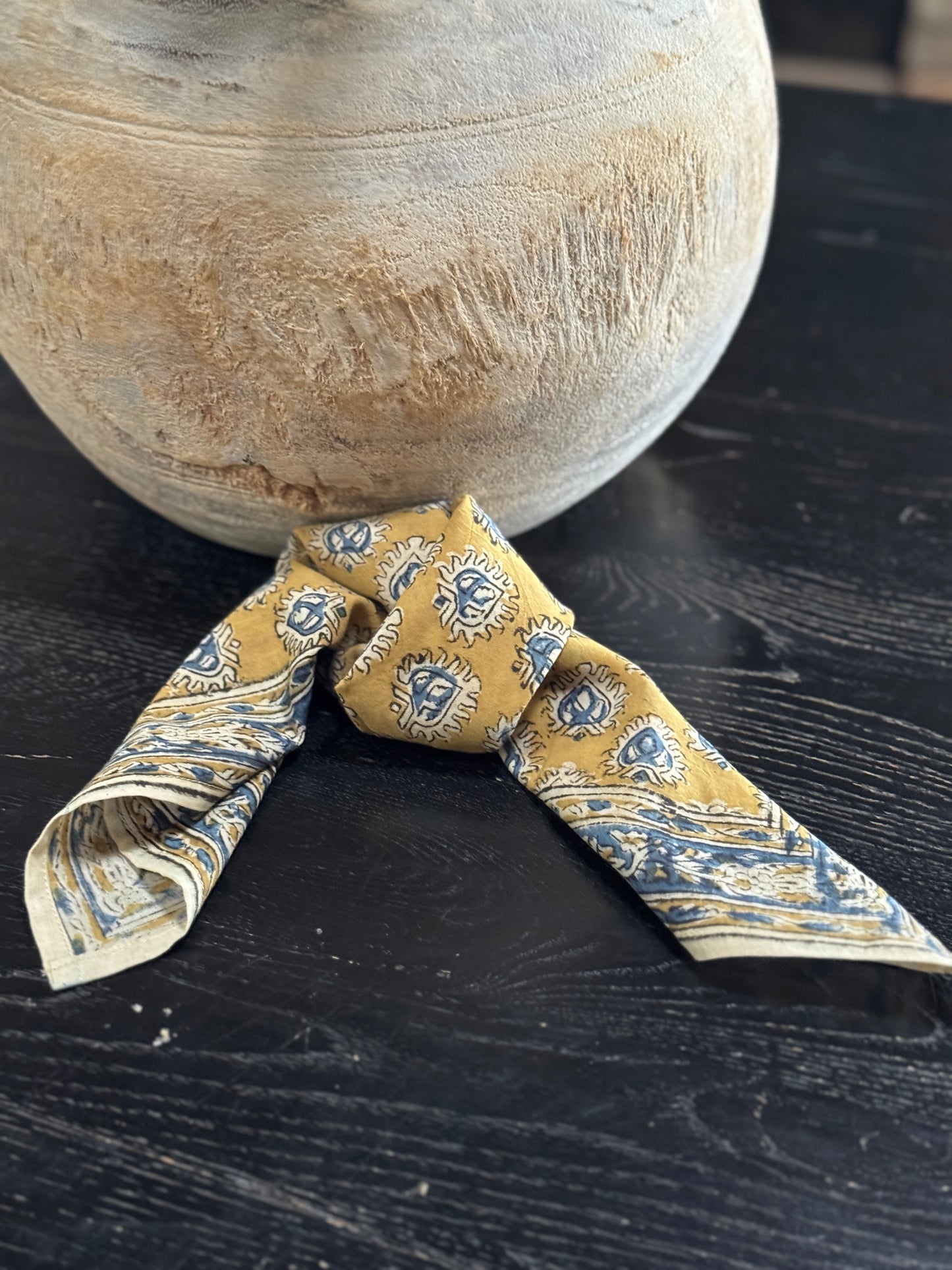 Mustard Blockprint Bandana