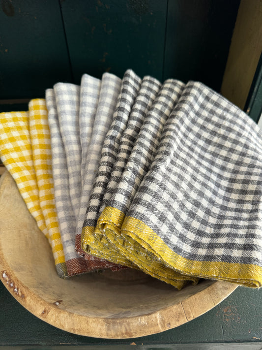 Linen Tea Towel Black/Lemon