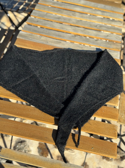 Knit Kerchief Scarf, Black