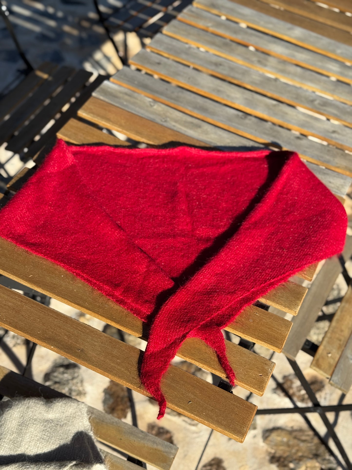 Knit Kerchief Scarf, Crimson