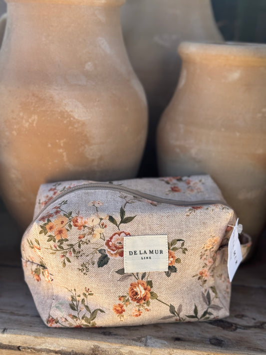 Pink Floral Medium Pouchette Toiletry Bag