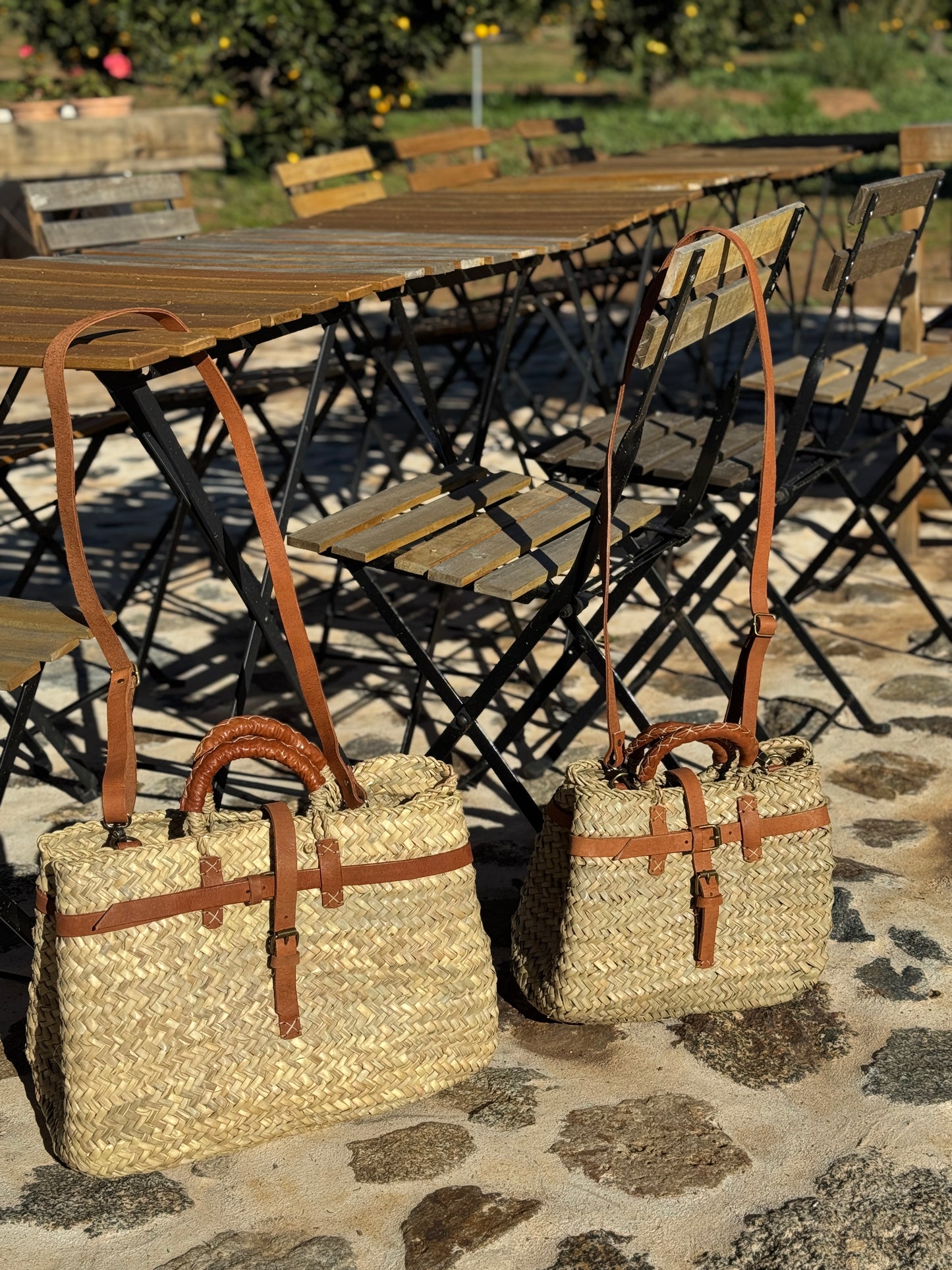 Hera Straw and Leather Tote, Petite