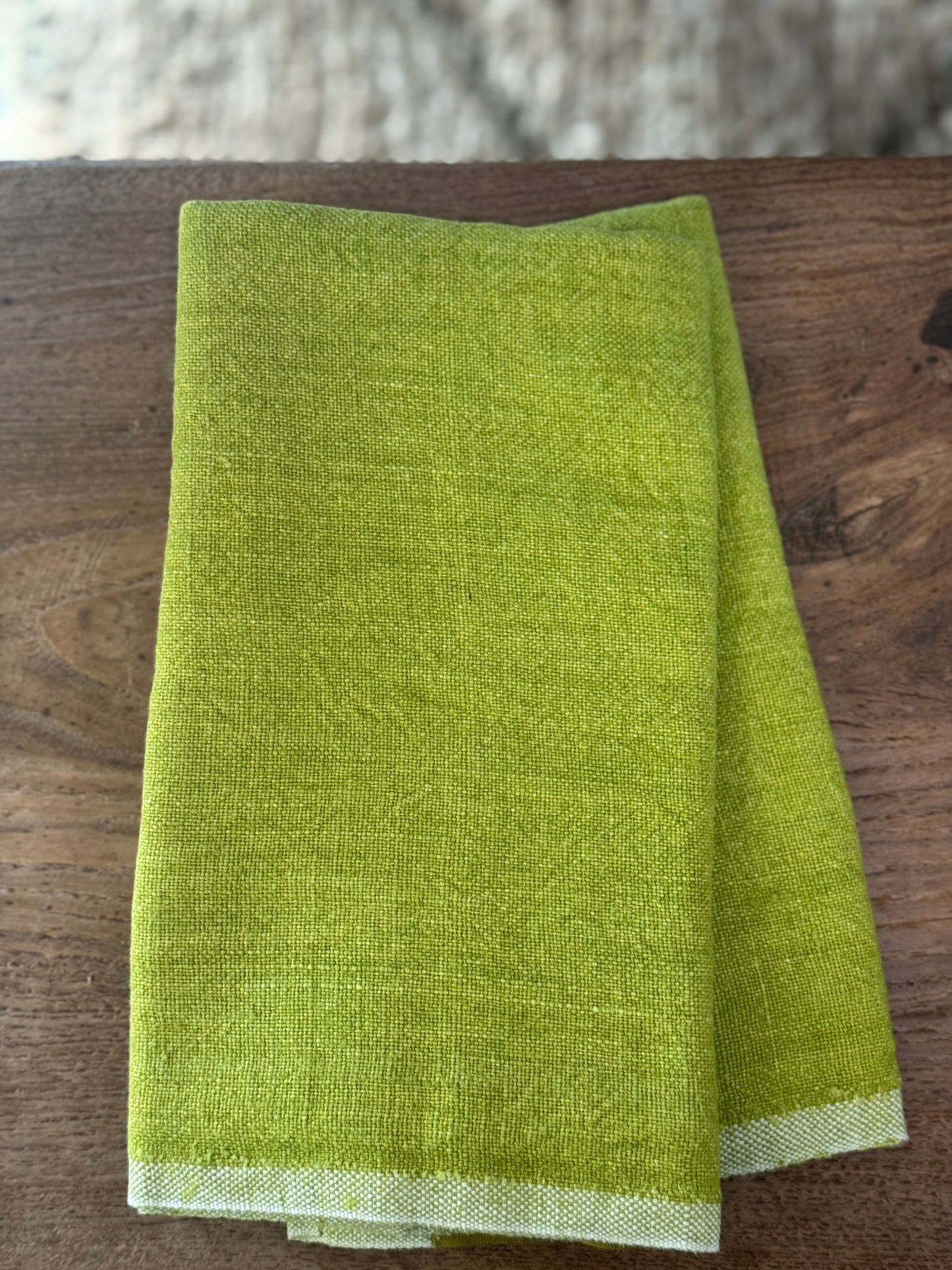 Green Chunky Linen Kitchen Towel