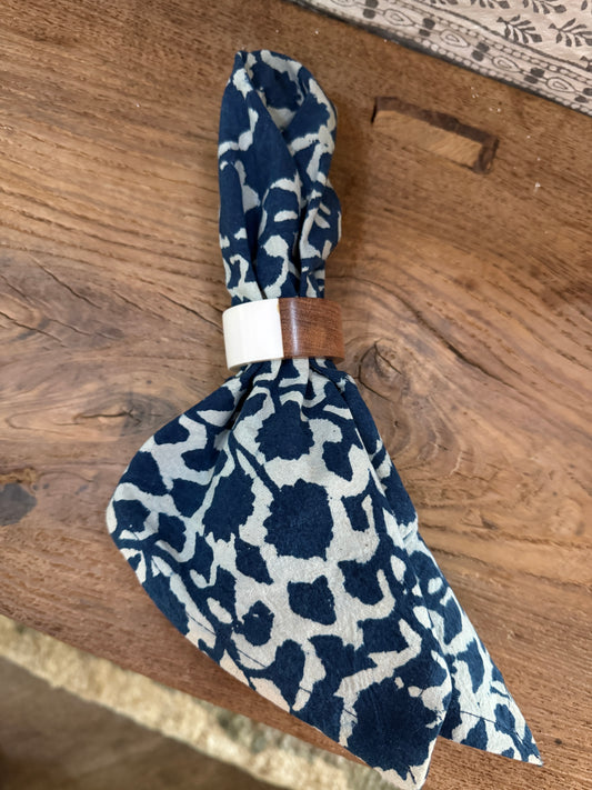 Indigo Dyed Petite Floral Cloth Napkin S/4