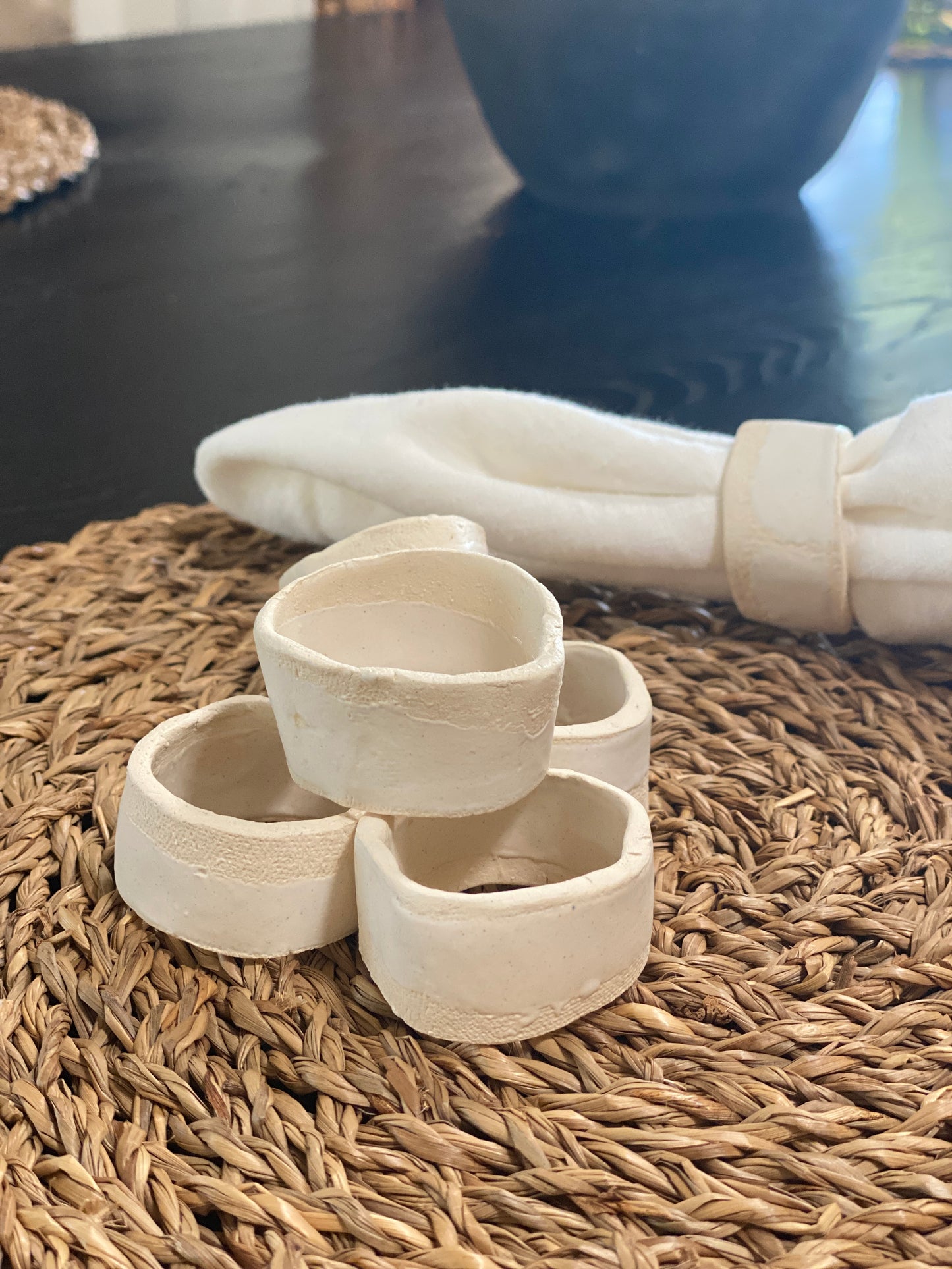 Handmade Ceramic Napkin Rings S/6