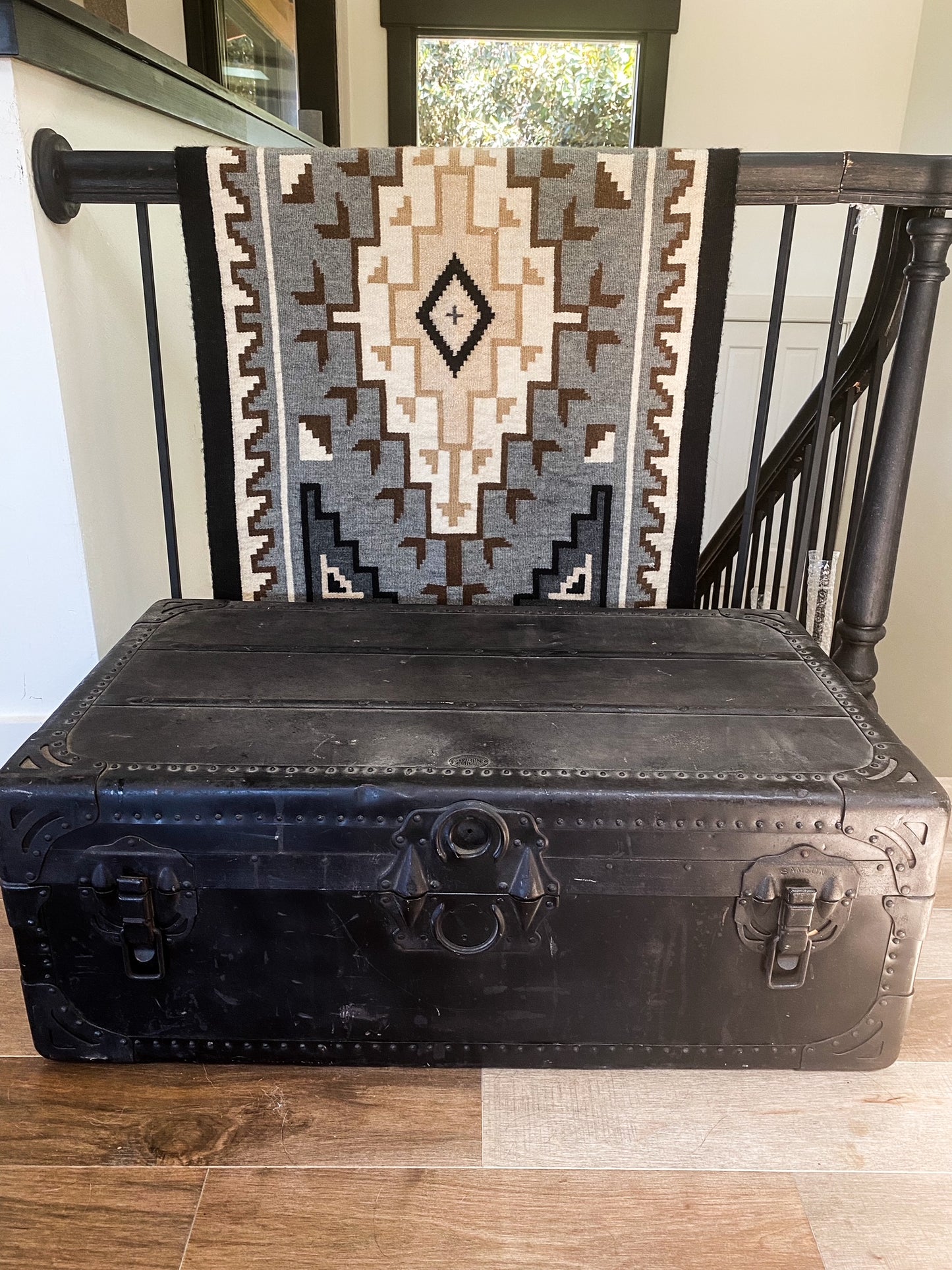 Black Vintage Metal Trunk + Footlocker