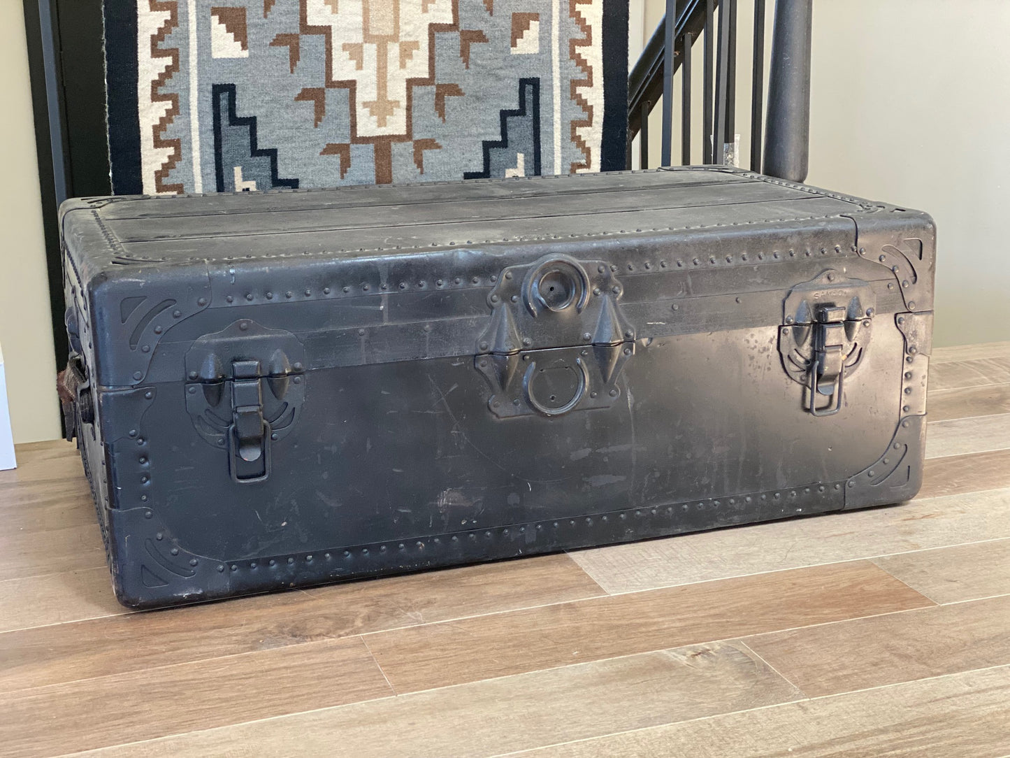 Black Vintage Metal Trunk + Footlocker