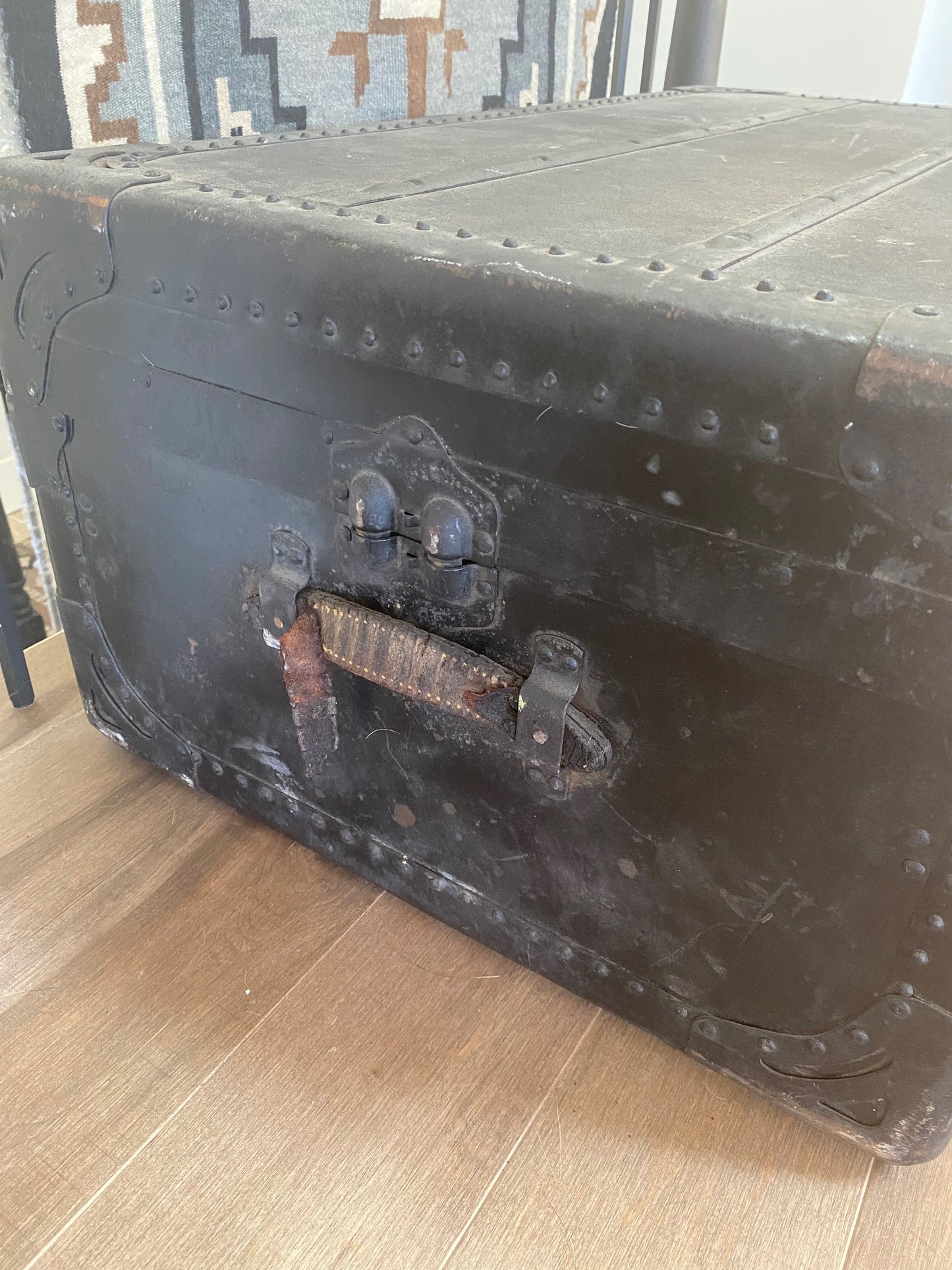 Black Vintage Metal Trunk + Footlocker
