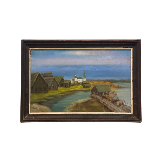 Vintage oil, pastoral scene