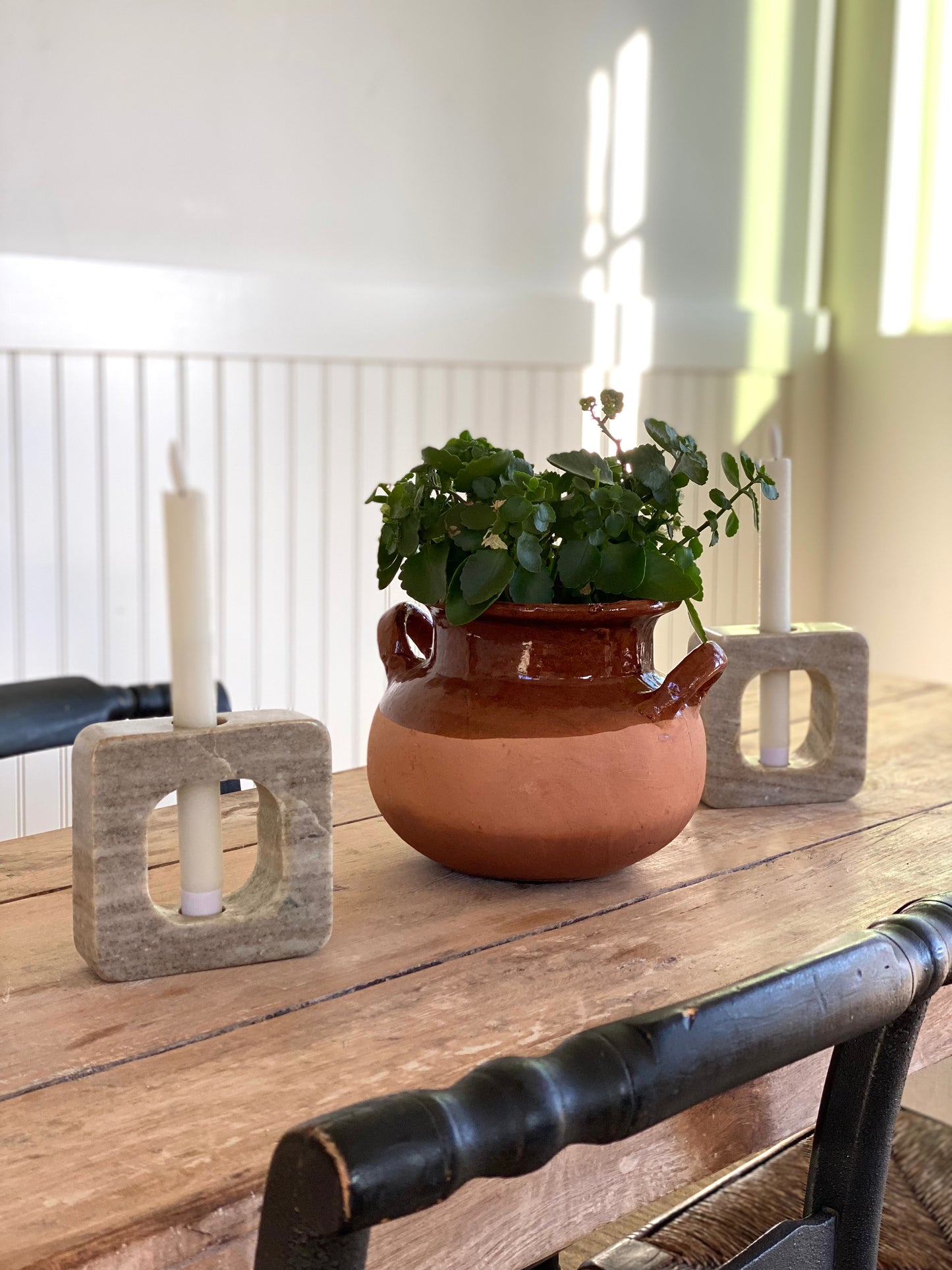 Square Marble Taper Candle Holders